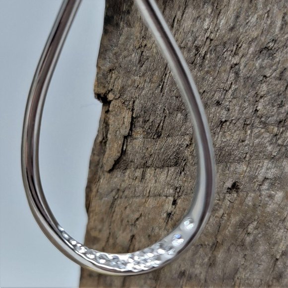 Stunning Rhinestone Dusted Hoop Earrings Silver Ov - Picture 5 of 7